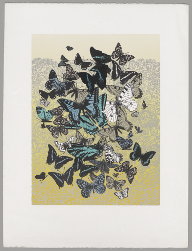 吉田千鶴子 木版画「菊花に憩う」 （第198期電子報-漢學研究通訊